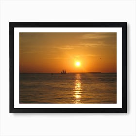 Sunset Sailboats Art Print