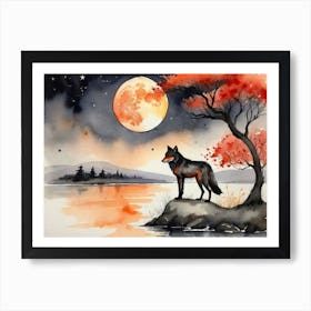 Wolf In The Moonlight 2 Art Print