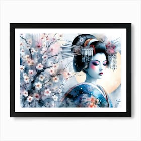 Geisha by Tree Art Print