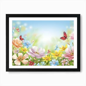 Colorful Flowers Background Art Print