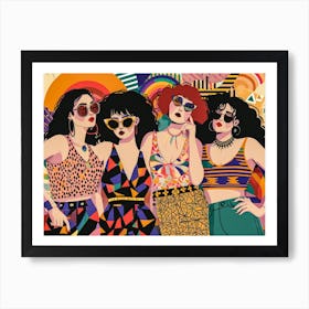 Group Of Women In Colorful Outfits Art Print