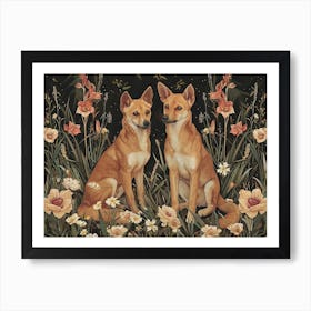 Floral Animal Illustration Dingo 3 Art Print