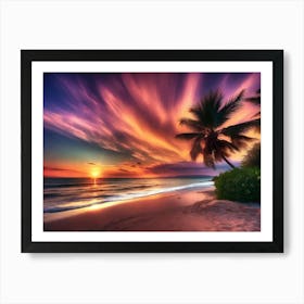 Sunset At The Beach 621 Art Print