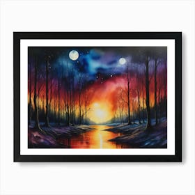 Sunset In The Woods Art Print