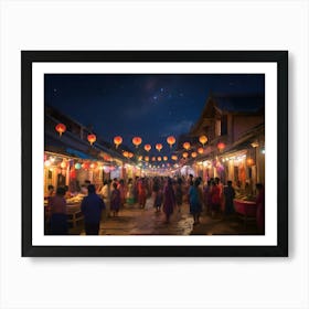 Chinese Market At Night paintings art print Art Print