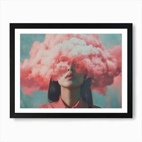 Girl With Pink Clouds Art Print