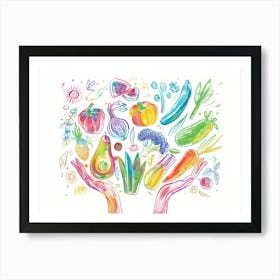 Colorful Fruits And Vegetables Art Print