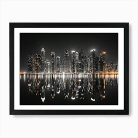 Dubai Skyline At Night 2 Art Print