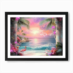 Beautiful Sea View From The Garden Of Orchids And Palm Trees 1 Art Print