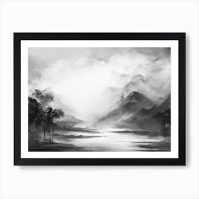 Ethereal Landscape Abstract Black And White 5 Art Print