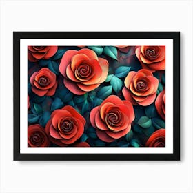 3d Roses Abstraction 1 Art Print