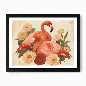 Floral Animal Illustration Flamingo 1 Art Print