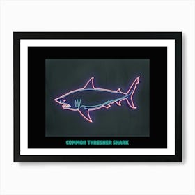 Neon Blue Common Thresher Shark 2 Poster Art Print