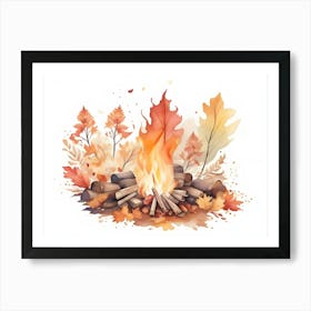 Watercolor Autumn Fire Art Print