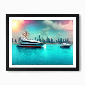 Dubai Cityscape Luxury Colorful Gulf Life In The Future Art Print