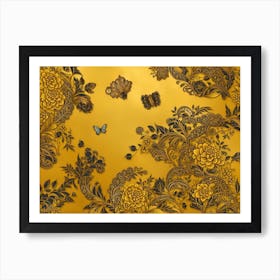 Gold And Butterflies Art Print