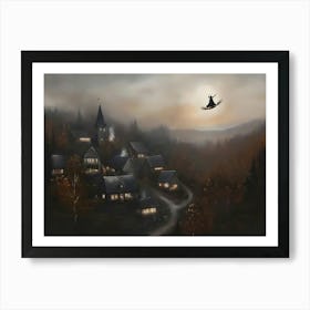 Witch On A Broom Art Print