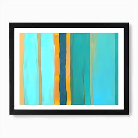 Blue Stripes Abstract Painting Art Print