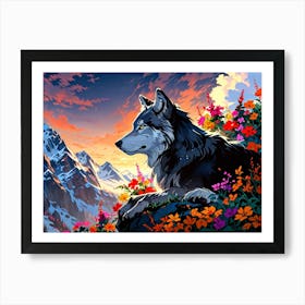 Wolf In The Mountains 2 Art Print