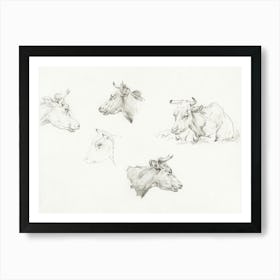 Four Study Sketches Of Cows, Jean Bernard Art Print