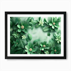 Green Flowers 2 Art Print