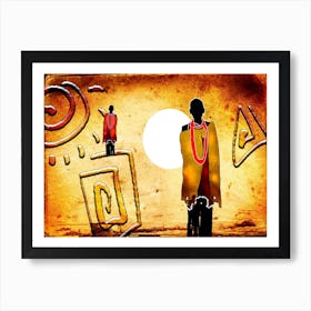 Tribal African Art Illustration In Painting Style 139 Art Print