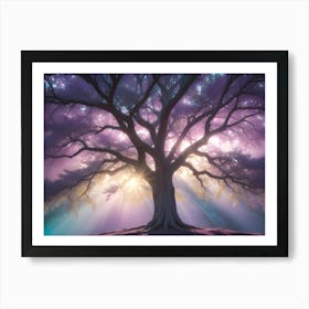 A Photograph Of A Large Tree With Thick Branches And Roots Art Print