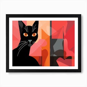 Abstract Black Cat 1 Art Print