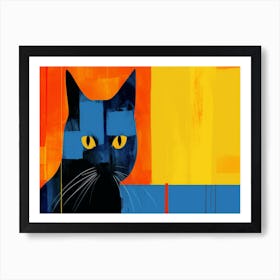 Black Cat With Yellow Eyes Art Print