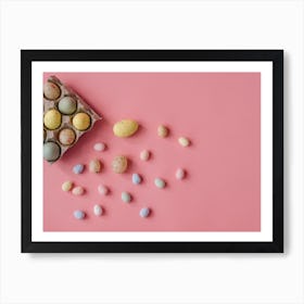 Easter Eggs On Pink Background 7 Art Print