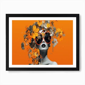 Woman With Flowers On Her Head 1 Art Print