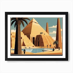 Vintage Cubism Pyramids Of Giza Art Print