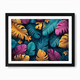 Art Pattern With Colorful Tropical Leaves Art Print