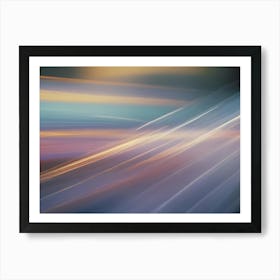 Abstract Image Of Blurred, Diagonal Lines In A Mix Of Pastel Colors, Resembling A Motion Blur Effect Or A Light Trail Art Print