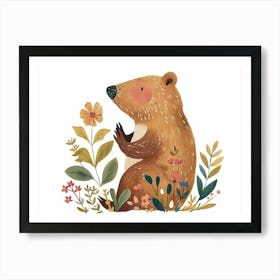 Little Floral Beaver 1 Art Print