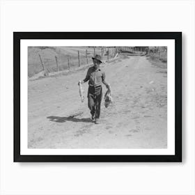 Spanish American Farmer With Fresh Pork From Hog He Has Just Slaughtered And Dressed, Chamisal, New Mexico Art Print