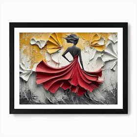 Woman In Red Dress Art Print