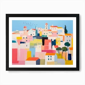 Lisbon Cityscape Watercolor Painting Art Print