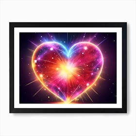 A Colorful Glowing Heart On A Dark Background Horizontal Composition 62 Art Print