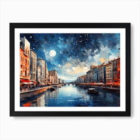 Old Venice In The Summer Night - Water Color Painting Art Print