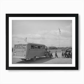 School Bus Bringing Home Children To Agua Fria Migratory Labor Camp, Arizona By Russell Lee Art Print