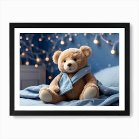 Teddy Bear In Bed Art Print