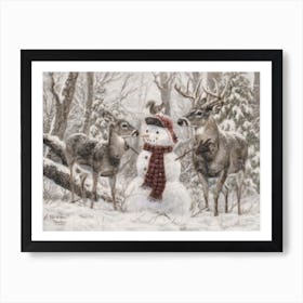 Snowman In The Woods  Art Print