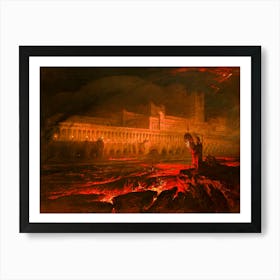 Le Pandemonium 1841 by John Martin for John Milton's "Paradise Lost" Where Pandemonium is the Capital of Hell. Oil on Canvas. Original at The Louvre, Paris. HD Remastered. Art Print