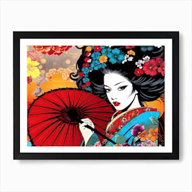 Geisha Face Pop Art 10 Art Print