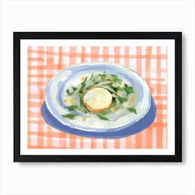 A Plate Of Leeks, Top View Food Illustration, Landscape 4 Art Print