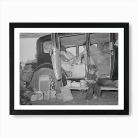 Belongings Of Migrant Family Packed In And Around Car Near Muskogee, Oklahoma, Muskogee County By Russ Art Print