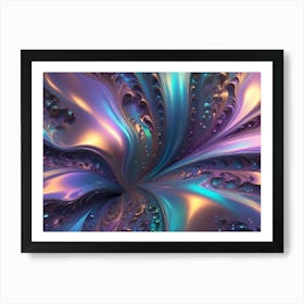 Abstract Swirling Pattern With Iridescent Colors And A Metallic Sheen, Creating A Sense Of Movement And Depth 3 Art Print