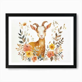 Little Floral Goat 3 Art Print