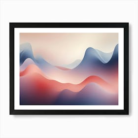 Abstract, Colorful, Wavy Landscape With Shades Of Blue, Pink, And Red Art Print